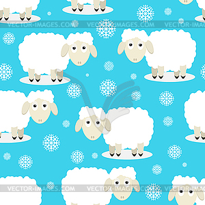 Seamless pattern of funny sheep - vector clipart