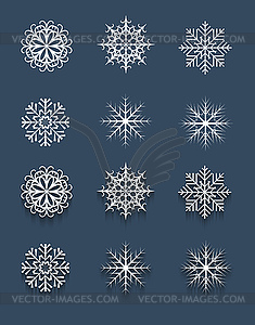 Set of white snowflakes - vector image