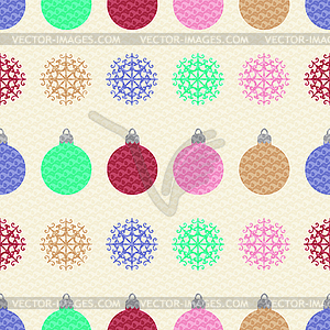 Pattern with colorful balls and snowflakes - vector image