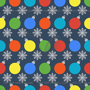 Pattern with colorful balls and snowflakes - vector clipart