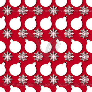 Pattern with balls and snowflakes - vector clipart