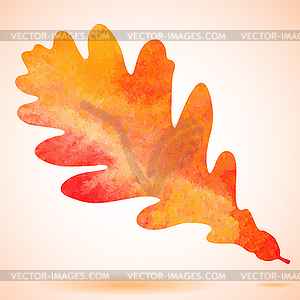 Orange watercolor painted autumn oak leaf background - vector clipart