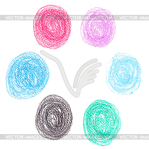 Set of wax crayon circle spots - vector clip art