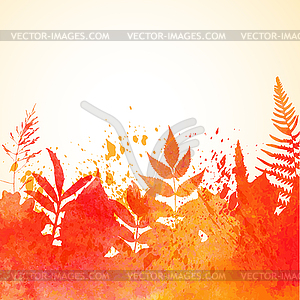 Orange watercolor painted autumn foliage background - stock vector clipart