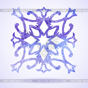 Watercolor blue painted Christmas snowflake - vector clip art