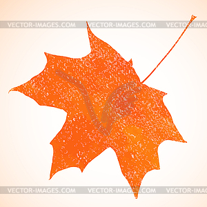 Orange pastel crayon autumn maple leaf background - vector clipart