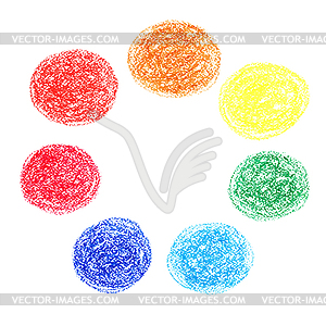 Set of colored spots of wax crayons - vector image