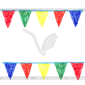 Wax crayon party bunting - vector clipart