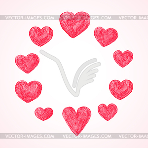 Акварель сердца рамки для день Святого Валентина - векторный клипарт / векторное изображение