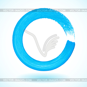 Bright blue paintbrush circle frame - vector image