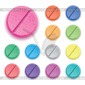 Set of colorful drug pills - vector clipart