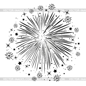 Черно-белый абстрактный годовщина лопнул - векторный рисунок