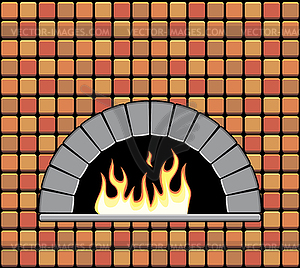 Brick oven with empty hearth - vector image