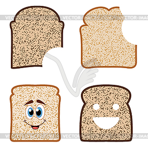 Collection of white and brown bread slices - vector image