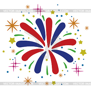 Abstract anniversary bursting fireworks - royalty-free vector clipart