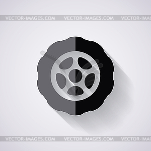 Flat icon of car tire - vector image