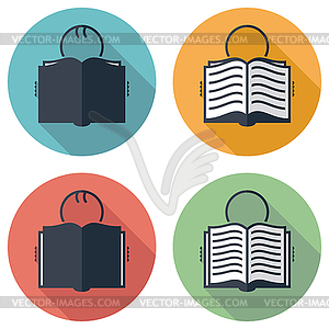 Flat icons or symbols of student reading book - vector image