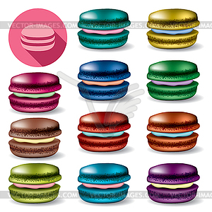 Colorful set of colorful macarons - vector clipart / vector image