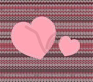 Knitted pattern and heart applique - vector EPS clipart