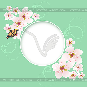 Весна открытки с цветами вишни - векторная иллюстрация