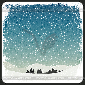 Blank Winter Scene Retro Card With Copyspace - vector image