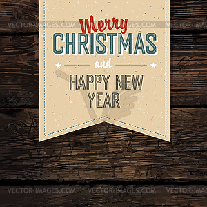 Merry Christmas VIntage Tag Design On Red Planks - vector clipart / vector image