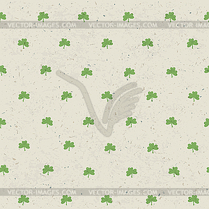 Clover leaf seamless pattern on paper texture. , - vector image