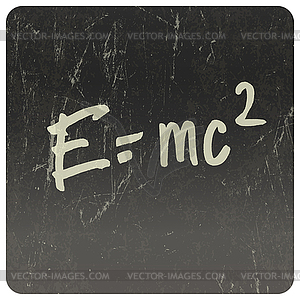 E = mc2. Теория относительности, сочинения по доске - иллюстрация в векторном формате