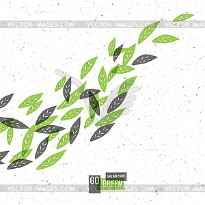 Go Green Concept Poster With Leaves - vector clipart