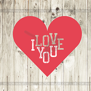 Heart on wooden background.  - vector clip art