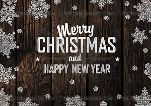 Christmas Greeting On Wooden Planks Texture - vector clip art