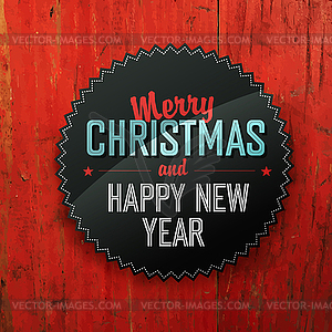 Merry Christmas Design On Red Planks Texture - vector clip art