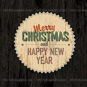 Merry Christmas Card With Dark Wooden Background,  - vector clipart
