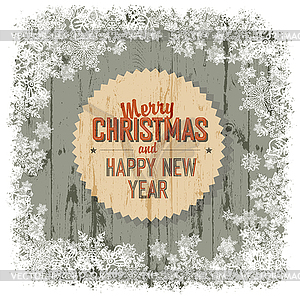 Merry Christmas greeting with wooden background,  - vector clip art