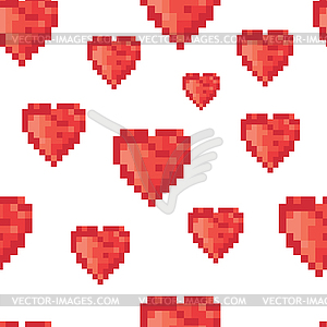 Pixel heart seamless pattern - vector image