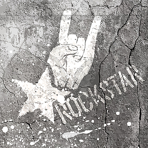 Rockstar symbol with sign of horns gesture. template - vector image