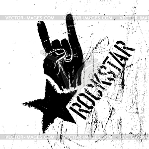 Rockstar symbol with sign of horns gesture. template - vector clipart