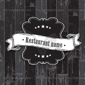 Vintage label on wooden texture. Design elements, - white & black vector clipart