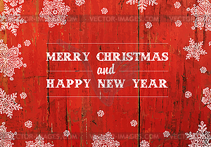 Merry Christmas Greeting On Red Planks Texture - royalty-free vector clipart