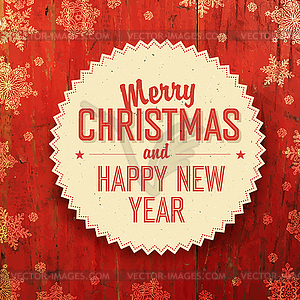 Merry Christmas Design On Red Planks Texture - vector image