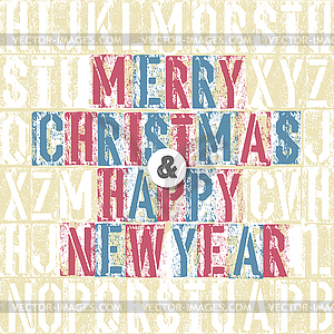 Merry Christmas Letterpress Concept With Colorful - vector clip art