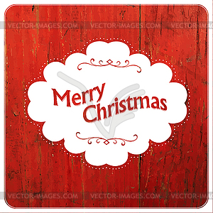 Merry Christmas VIntage Design On Red Planks - vector clipart