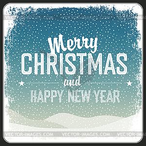 Merry Christmas Greeting Retro Card - color vector clipart