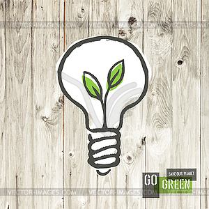 Green eco energy concept, plant growing inside ligh - vector clip art