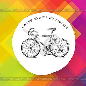 Vintage bicycle on colorful background - royalty-free vector image