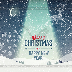 Merry Christmas Card. Calm Winter Scene - vector clip art