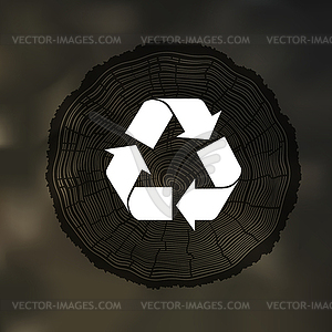 Tree Rings background with Reuse Symbol. Template - vector image