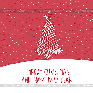 Merry Christmas Greeting Card Simple - stock vector clipart