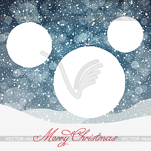 Christmas Ball Symbol and Falling Snow and Areas fo - vector clip art