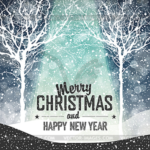 Falling Snow. Merry Christmas Background with Text - vector image